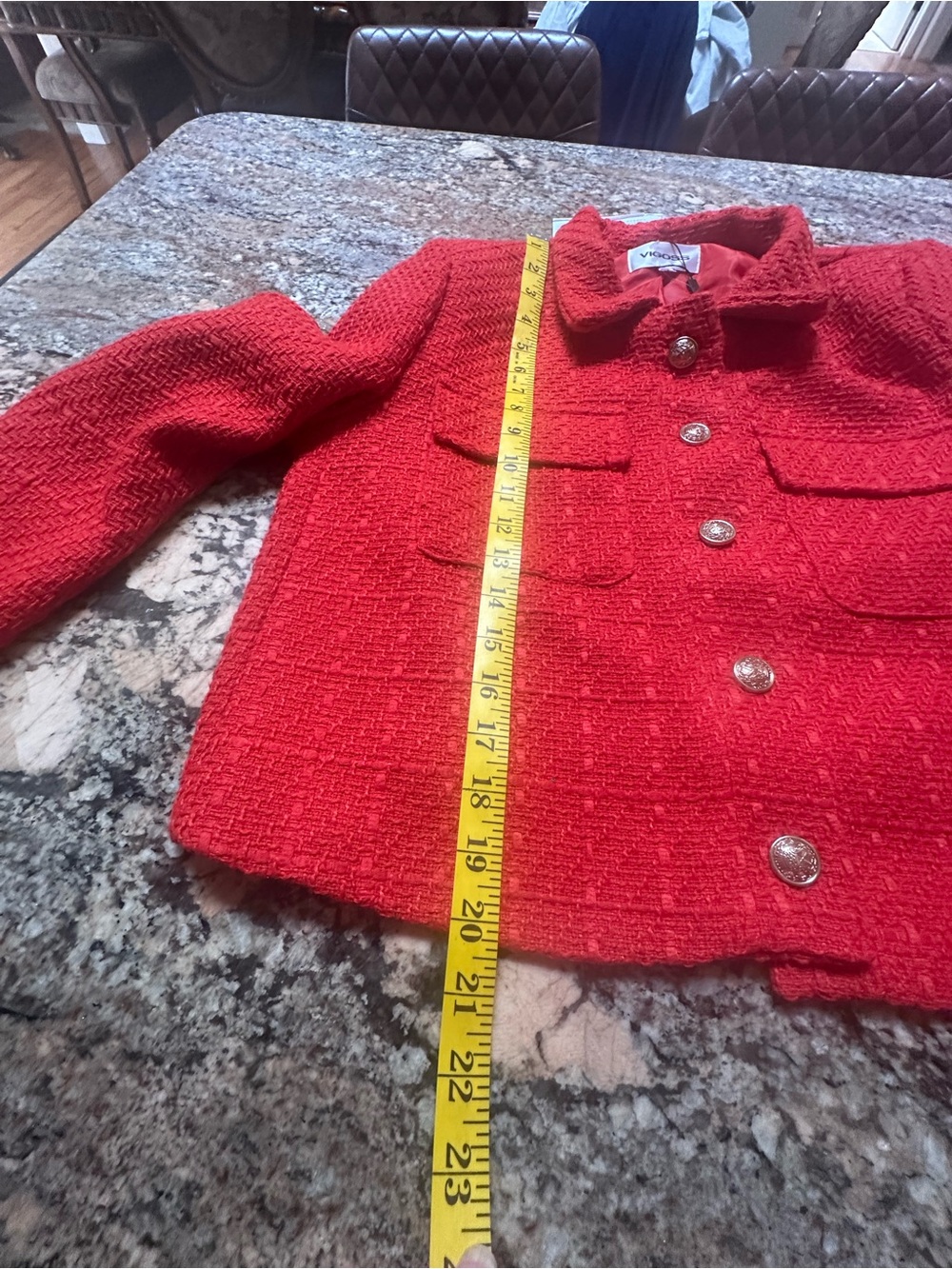Vigoss Red Textured Button-Front Jacket - Picture 11 of 13